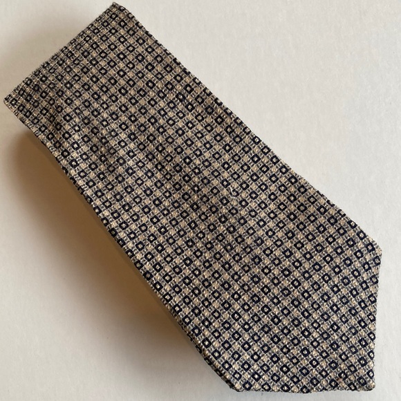VINTAGE GAP Geometric Black Gray Taupe Men’s Silk Tie - Picture 2 of 6